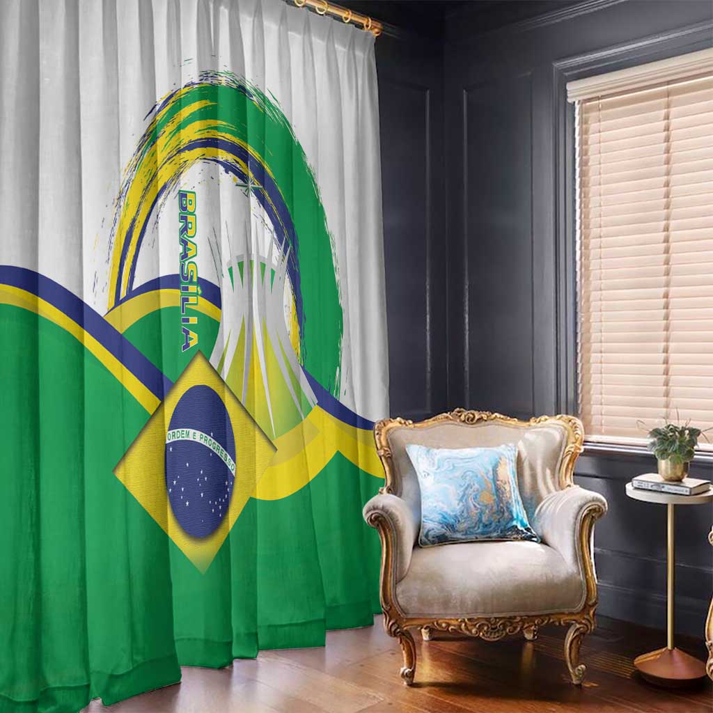 Brasilia Capital Window Curtain Brazil Flag Metropolitan Cathedral - Wonder Print Shop