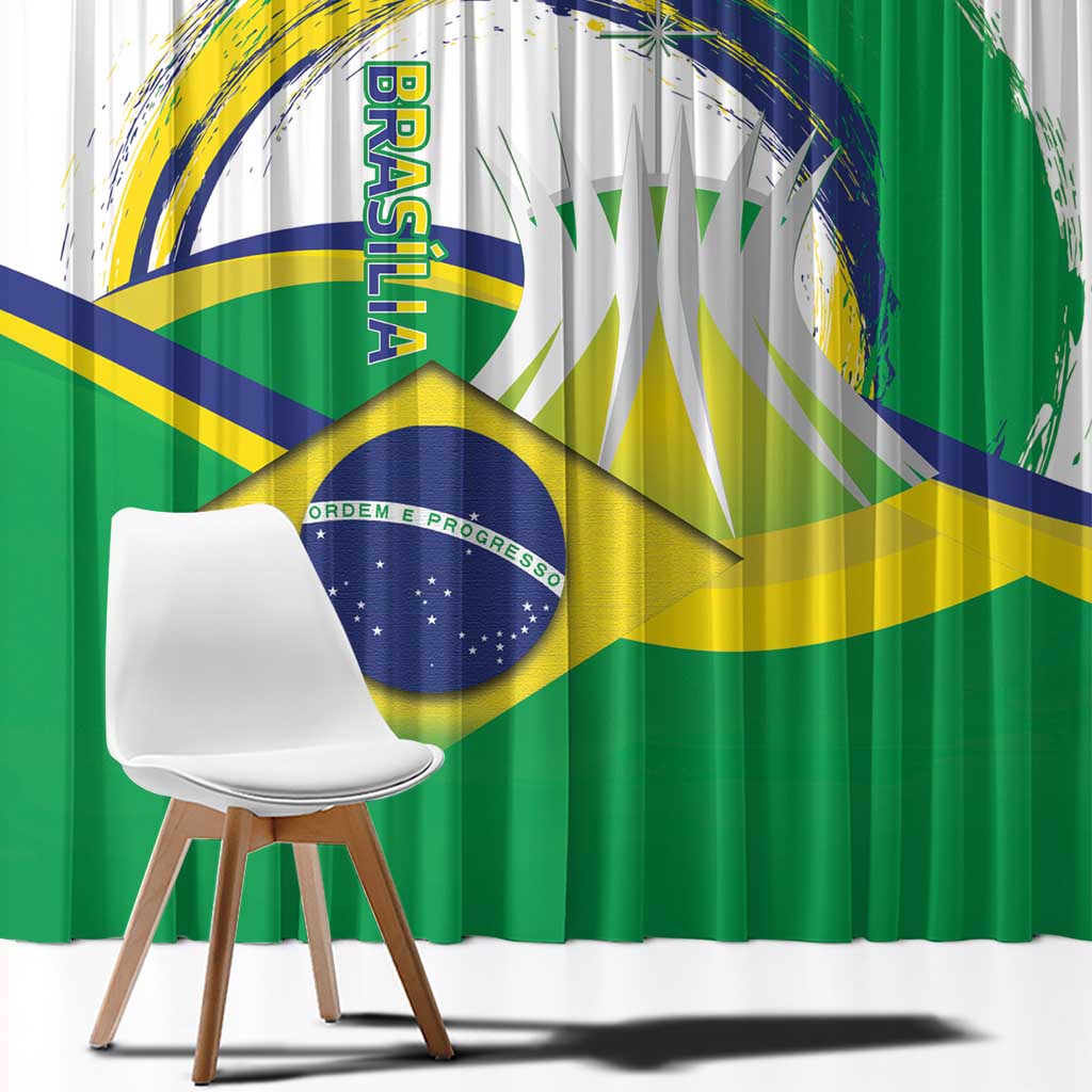 Brasilia Capital Window Curtain Brazil Flag Metropolitan Cathedral - Wonder Print Shop