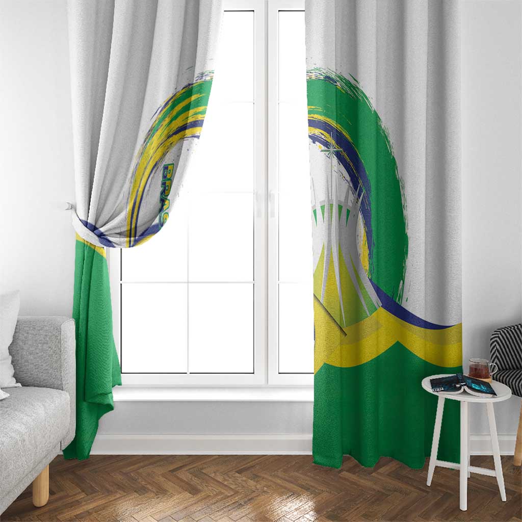 Brasilia Capital Window Curtain Brazil Flag Metropolitan Cathedral - Wonder Print Shop
