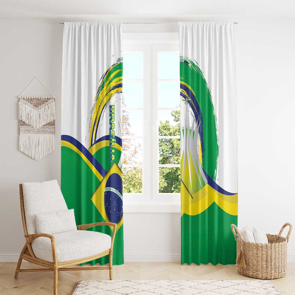 Brasilia Capital Window Curtain Brazil Flag Metropolitan Cathedral - Wonder Print Shop