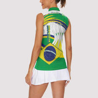Brasilia Capital Women Sleeveless Polo Shirt Brazil Flag Metropolitan Cathedral - Wonder Print Shop