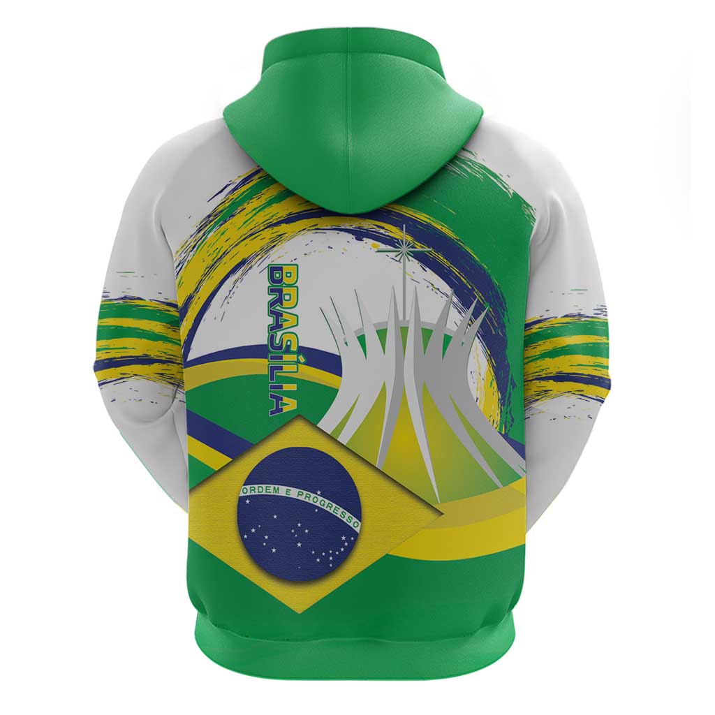 Brasilia Capital Zip Hoodie Brazil Flag Metropolitan Cathedral - Wonder Print Shop
