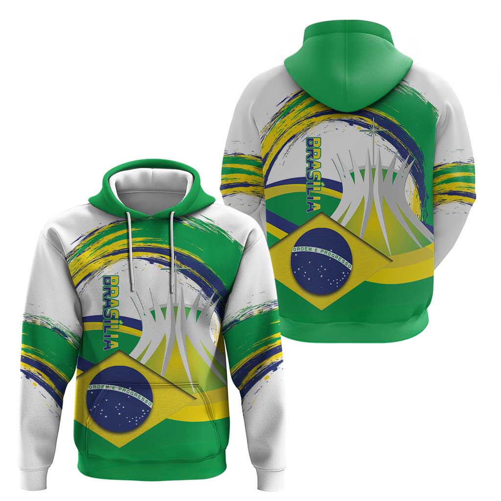 Brasilia Capital Zip Hoodie Brazil Flag Metropolitan Cathedral - Wonder Print Shop