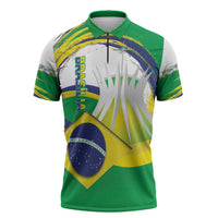 Brasilia Capital Zipper Polo Shirt Brazil Flag Metropolitan Cathedral - Wonder Print Shop