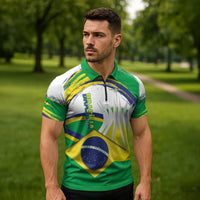Brasilia Capital Zipper Polo Shirt Brazil Flag Metropolitan Cathedral - Wonder Print Shop