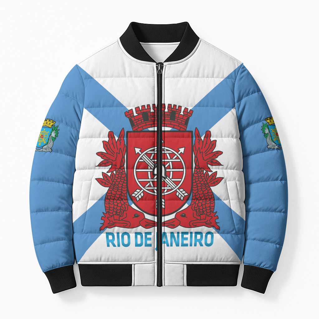 Rio de Janeiro Brazil Bomber Puffer Jacket Flag Style - Wonder Print Shop