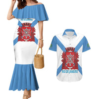 Rio de Janeiro Brazil Couples Matching Mermaid Dress and Hawaiian Shirt Flag Style - Wonder Print Shop