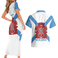 Rio de Janeiro Brazil Couples Matching Short Sleeve Bodycon Dress and Hawaiian Shirt Flag Style - Wonder Print Shop