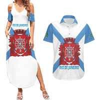 Rio de Janeiro Brazil Couples Matching Summer Maxi Dress and Hawaiian Shirt Flag Style - Wonder Print Shop
