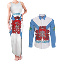 Rio de Janeiro Brazil Couples Matching Tank Maxi Dress and Long Sleeve Button Shirt Flag Style - Wonder Print Shop