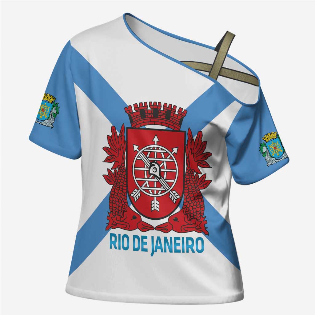 Rio de Janeiro Brazil Cross Shoulder Shirt Flag Style - Wonder Print Shop