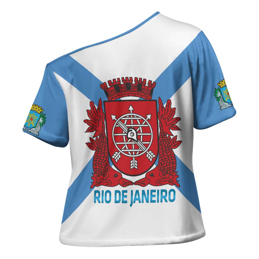 Rio de Janeiro Brazil Cross Shoulder Shirt Flag Style - Wonder Print Shop