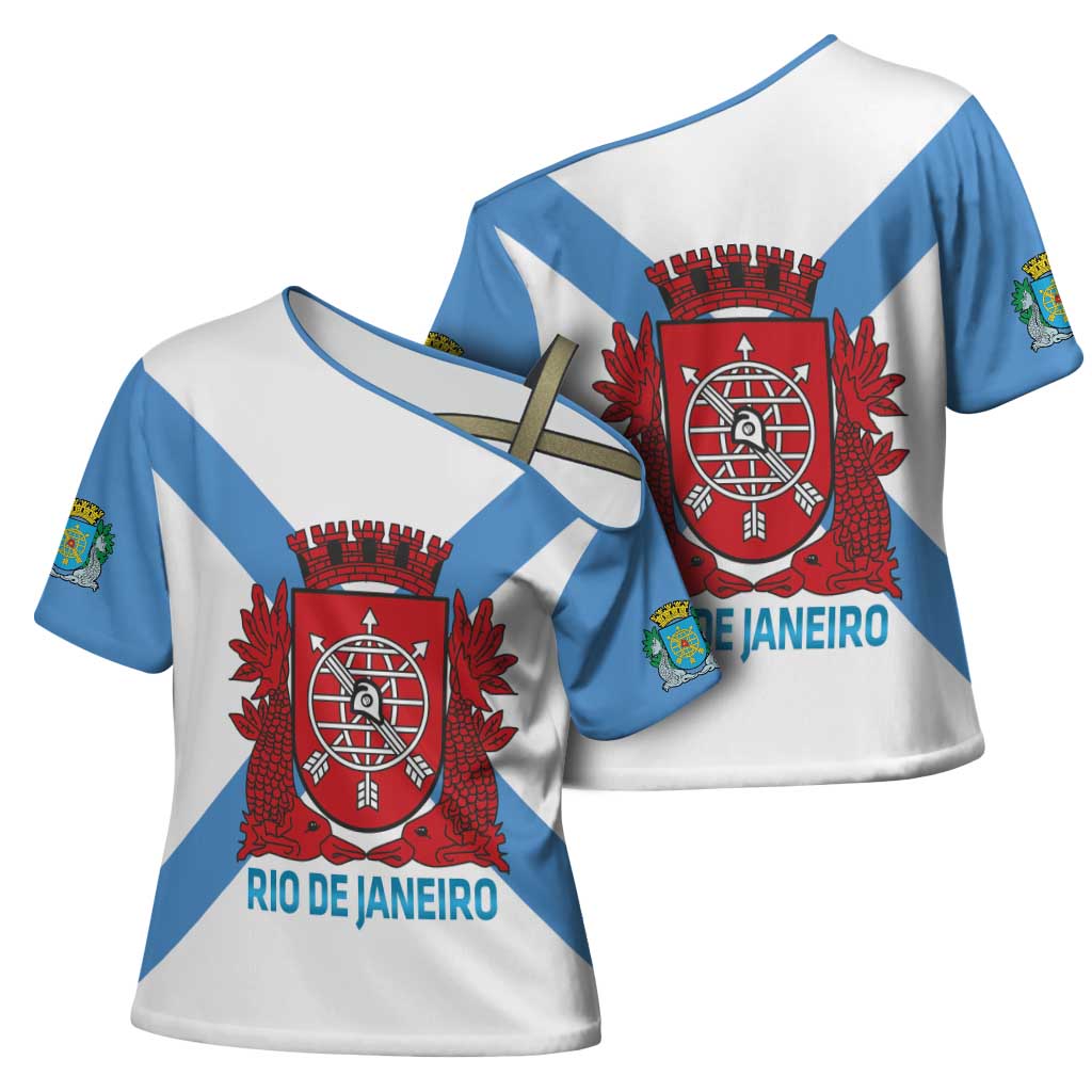 Rio de Janeiro Brazil Cross Shoulder Shirt Flag Style - Wonder Print Shop