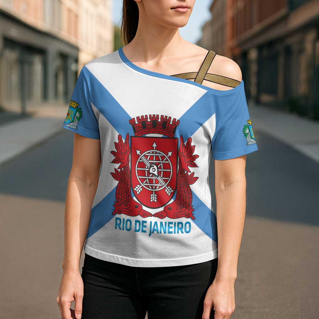 Rio de Janeiro Brazil Cross Shoulder Shirt Flag Style - Wonder Print Shop