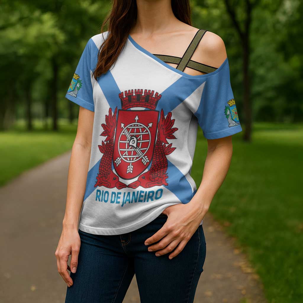 Rio de Janeiro Brazil Cross Shoulder Shirt Flag Style - Wonder Print Shop
