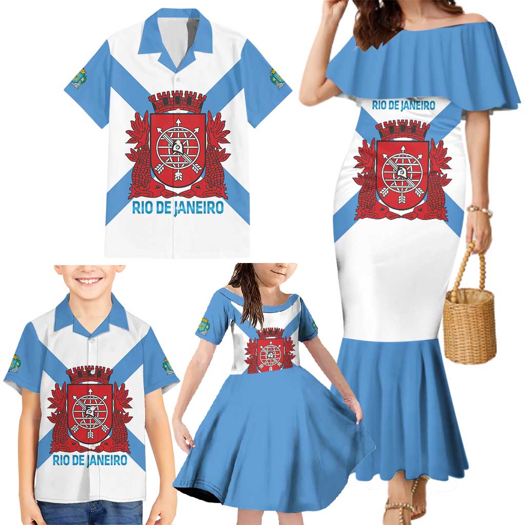 Rio de Janeiro Brazil Family Matching Mermaid Dress and Hawaiian Shirt Flag Style - Wonder Print Shop