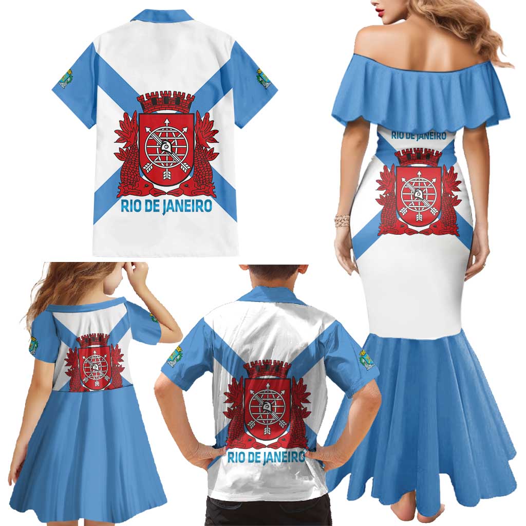 Rio de Janeiro Brazil Family Matching Mermaid Dress and Hawaiian Shirt Flag Style - Wonder Print Shop