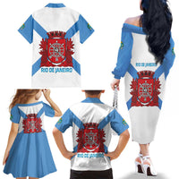 Rio de Janeiro Brazil Family Matching Off The Shoulder Long Sleeve Dress and Hawaiian Shirt Flag Style - Wonder Print Shop