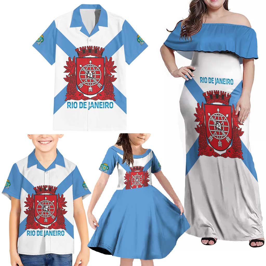 Rio de Janeiro Brazil Family Matching Off Shoulder Maxi Dress and Hawaiian Shirt Flag Style - Wonder Print Shop