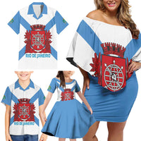 Rio de Janeiro Brazil Family Matching Off Shoulder Short Dress and Hawaiian Shirt Flag Style - Wonder Print Shop
