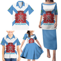 Rio de Janeiro Brazil Family Matching Puletasi and Hawaiian Shirt Flag Style - Wonder Print Shop