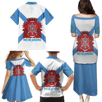 Rio de Janeiro Brazil Family Matching Puletasi and Hawaiian Shirt Flag Style - Wonder Print Shop