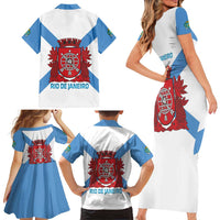 Rio de Janeiro Brazil Family Matching Short Sleeve Bodycon Dress and Hawaiian Shirt Flag Style - Wonder Print Shop