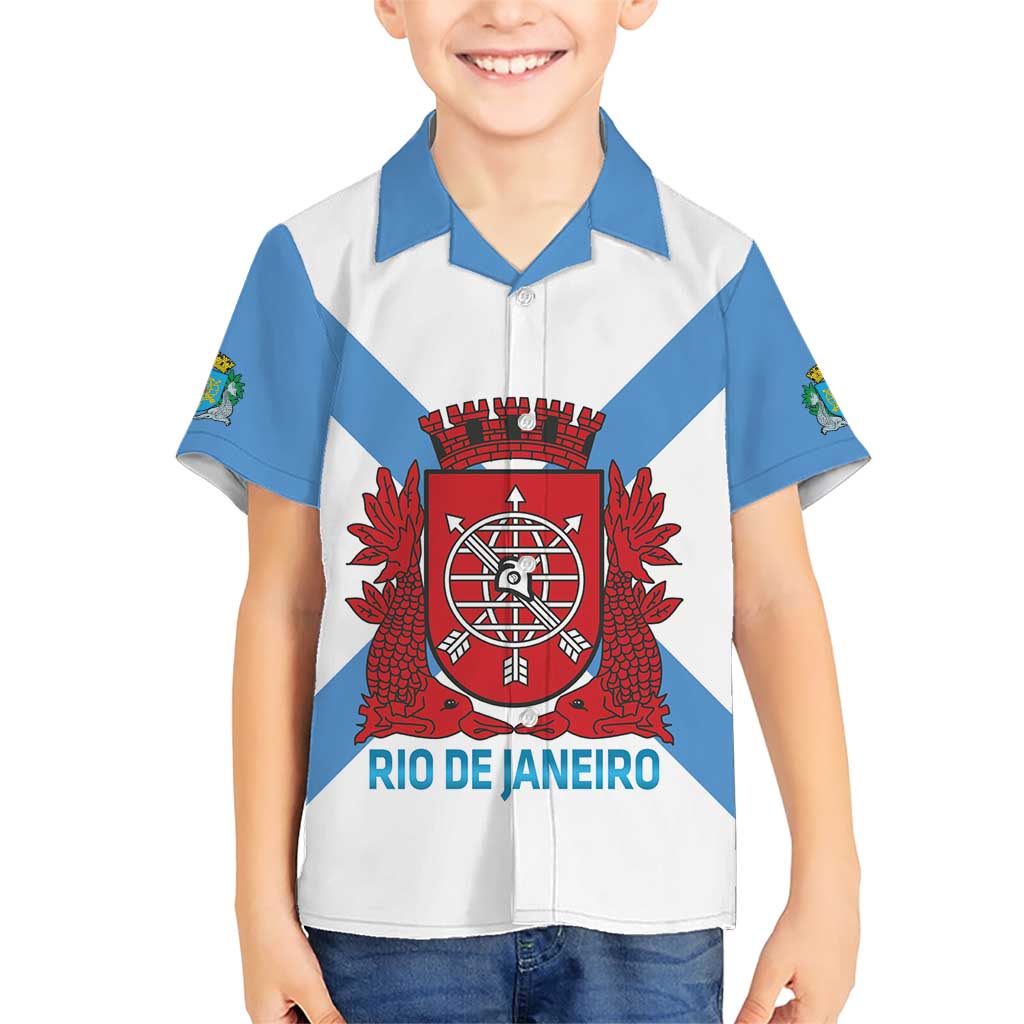 Rio de Janeiro Brazil Family Matching Short Sleeve Bodycon Dress and Hawaiian Shirt Flag Style - Wonder Print Shop