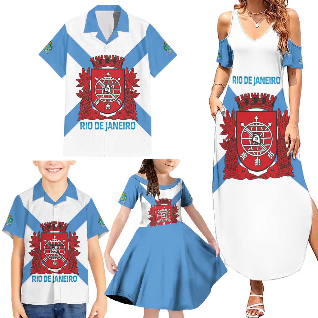 Rio de Janeiro Brazil Family Matching Summer Maxi Dress and Hawaiian Shirt Flag Style - Wonder Print Shop