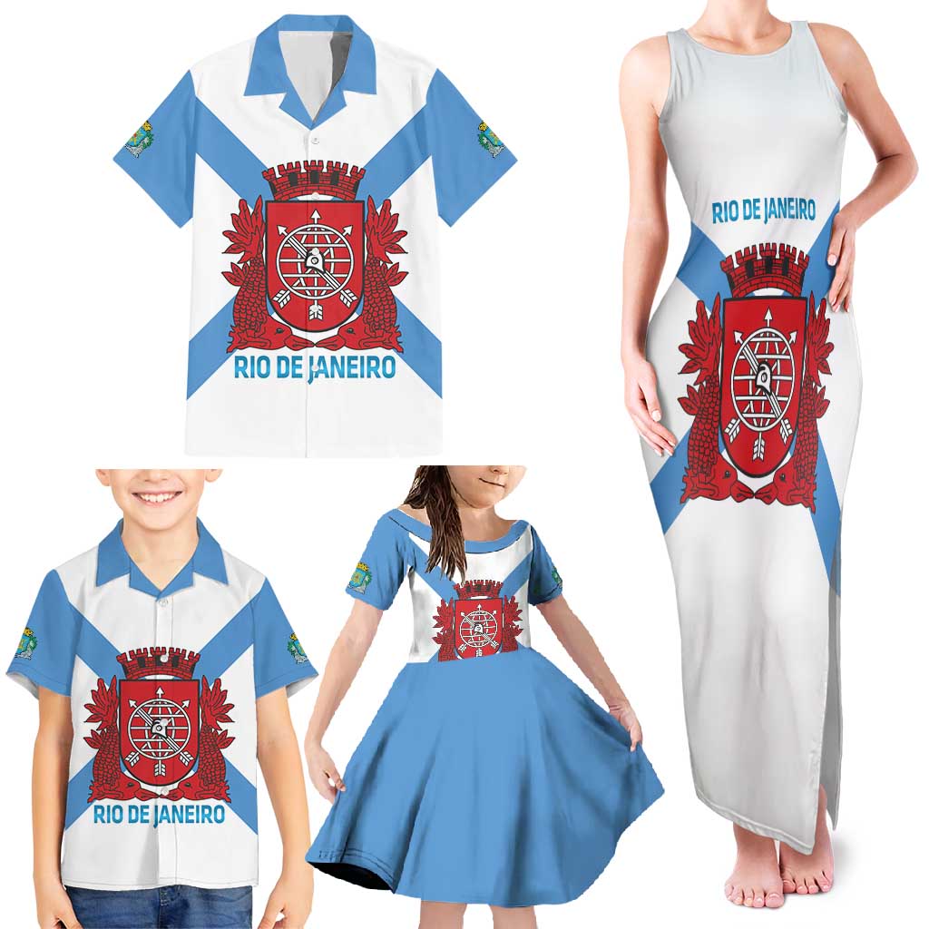 Rio de Janeiro Brazil Family Matching Tank Maxi Dress and Hawaiian Shirt Flag Style - Wonder Print Shop