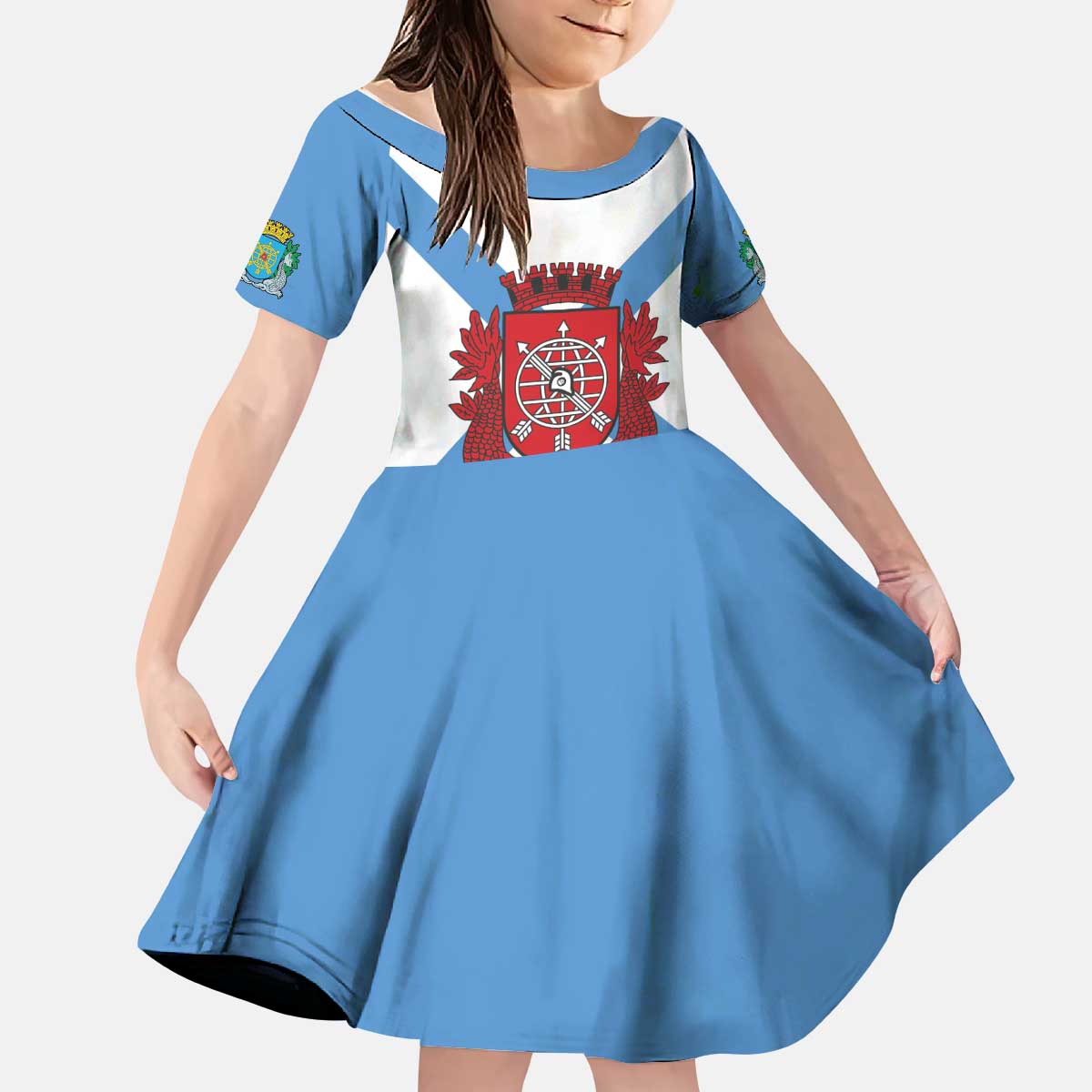 Rio de Janeiro Brazil Kid Short Sleeve Dress Flag Style - Wonder Print Shop