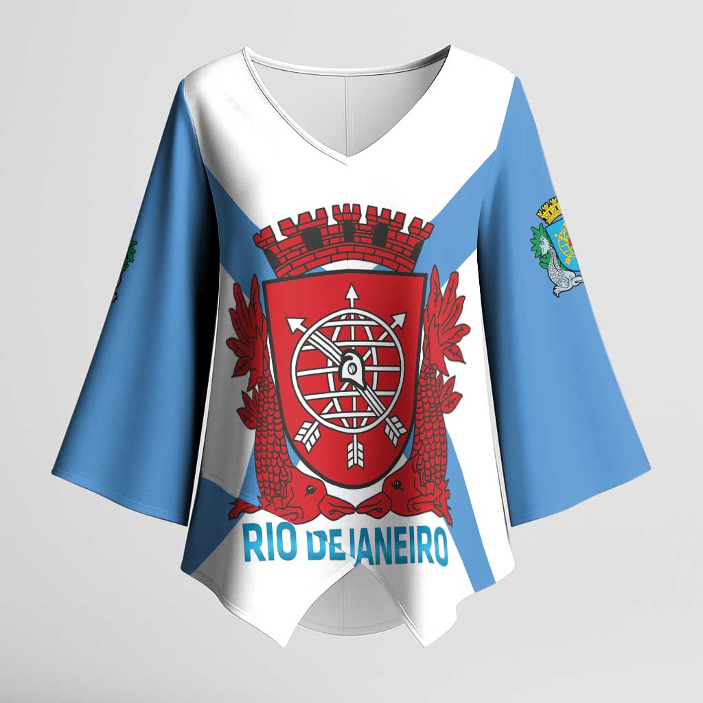 Rio de Janeiro Brazil Kimono Sleeve Blouse Flag Style - Wonder Print Shop