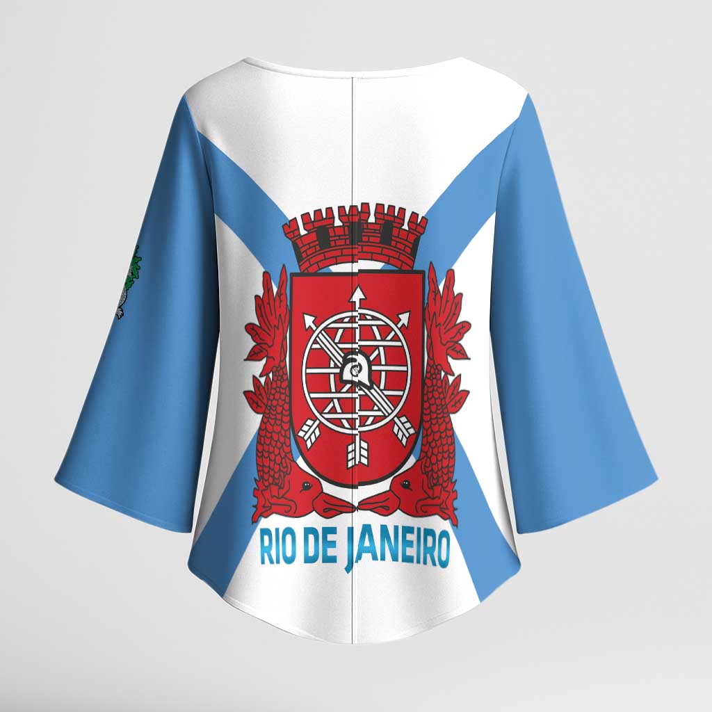 Rio de Janeiro Brazil Kimono Sleeve Blouse Flag Style - Wonder Print Shop