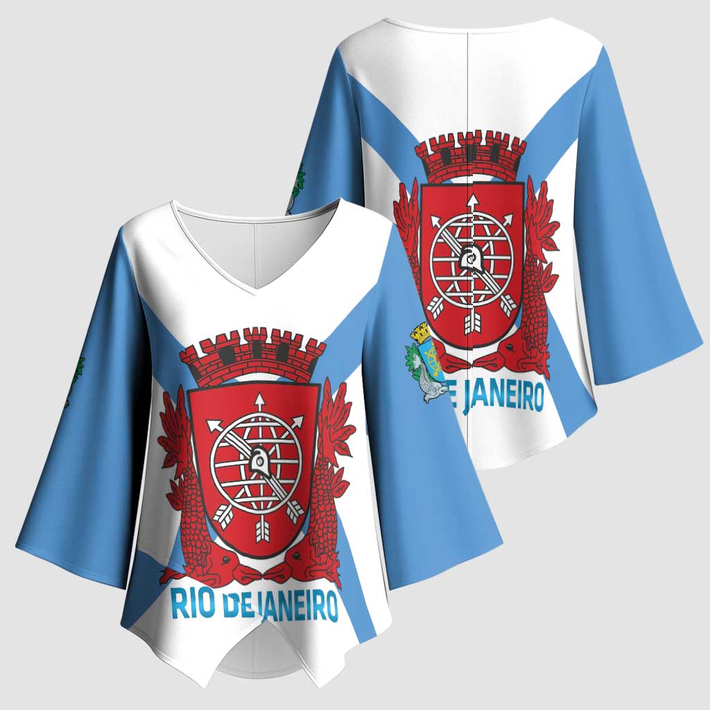 Rio de Janeiro Brazil Kimono Sleeve Blouse Flag Style - Wonder Print Shop