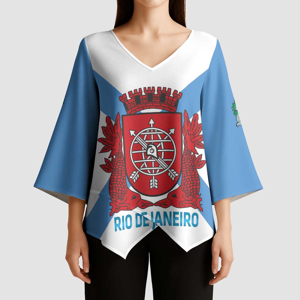 Rio de Janeiro Brazil Kimono Sleeve Blouse Flag Style - Wonder Print Shop