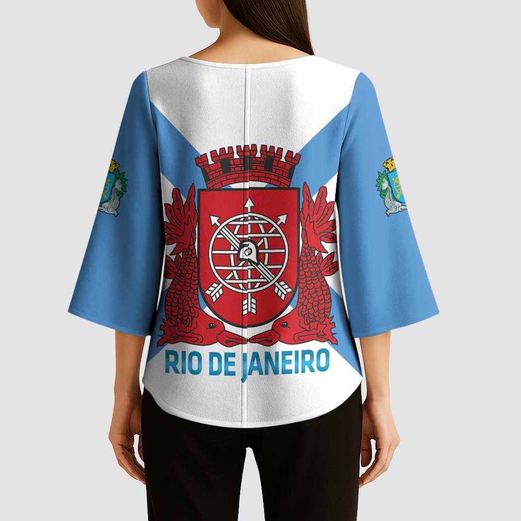 Rio de Janeiro Brazil Kimono Sleeve Blouse Flag Style - Wonder Print Shop