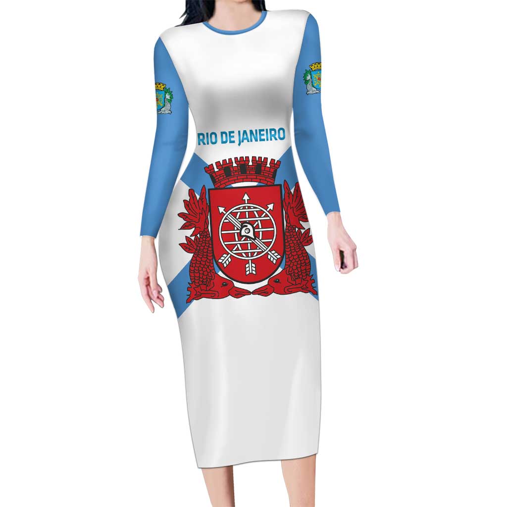 Rio de Janeiro Brazil Long Sleeve Bodycon Dress Flag Style - Wonder Print Shop