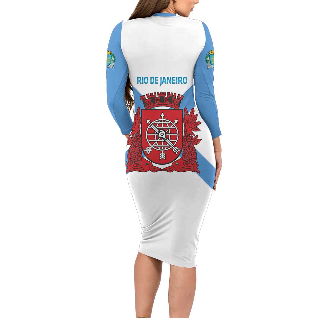 Rio de Janeiro Brazil Long Sleeve Bodycon Dress Flag Style - Wonder Print Shop