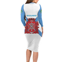 Rio de Janeiro Brazil Long Sleeve Bodycon Dress Flag Style - Wonder Print Shop
