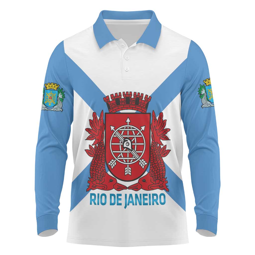 Rio de Janeiro Brazil Long Sleeve Polo Shirt Flag Style - Wonder Print Shop