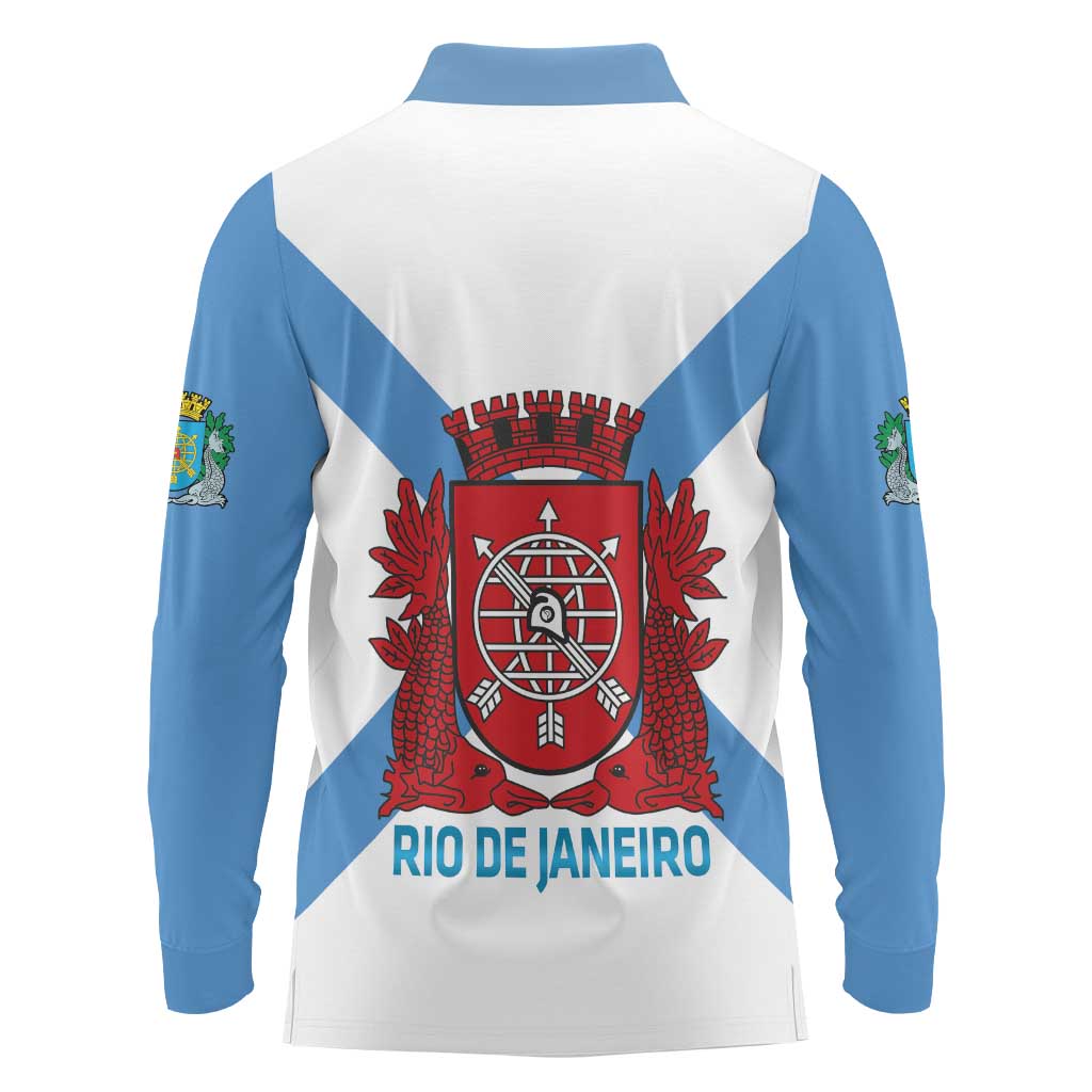 Rio de Janeiro Brazil Long Sleeve Polo Shirt Flag Style - Wonder Print Shop