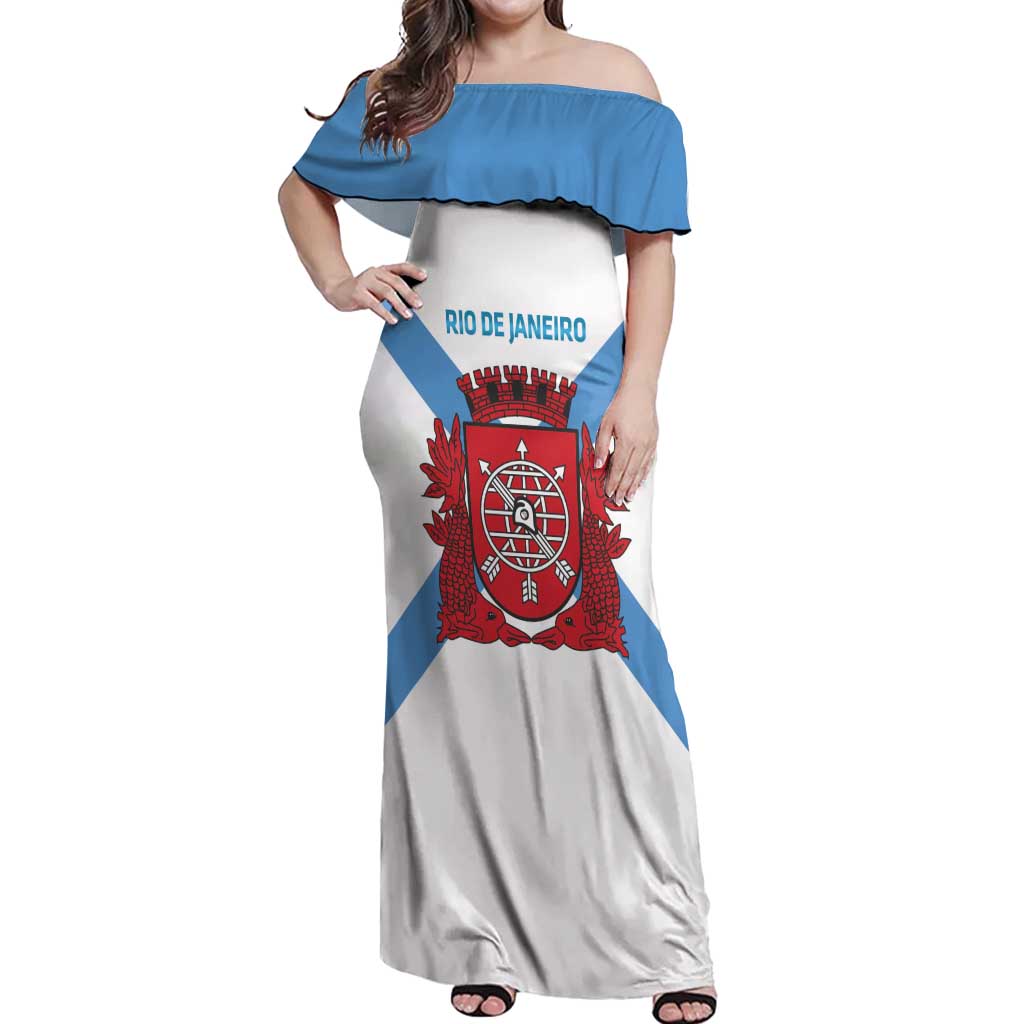 Rio de Janeiro Brazil Off Shoulder Maxi Dress Flag Style - Wonder Print Shop