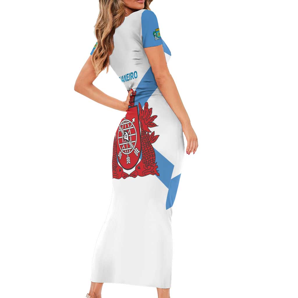 Rio de Janeiro Brazil Short Sleeve Bodycon Dress Flag Style - Wonder Print Shop