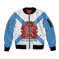 Rio de Janeiro Brazil Sleeve Zip Bomber Jacket Flag Style - Wonder Print Shop