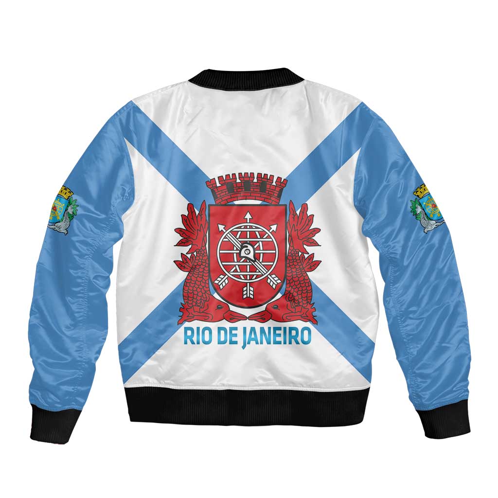 Rio de Janeiro Brazil Sleeve Zip Bomber Jacket Flag Style - Wonder Print Shop
