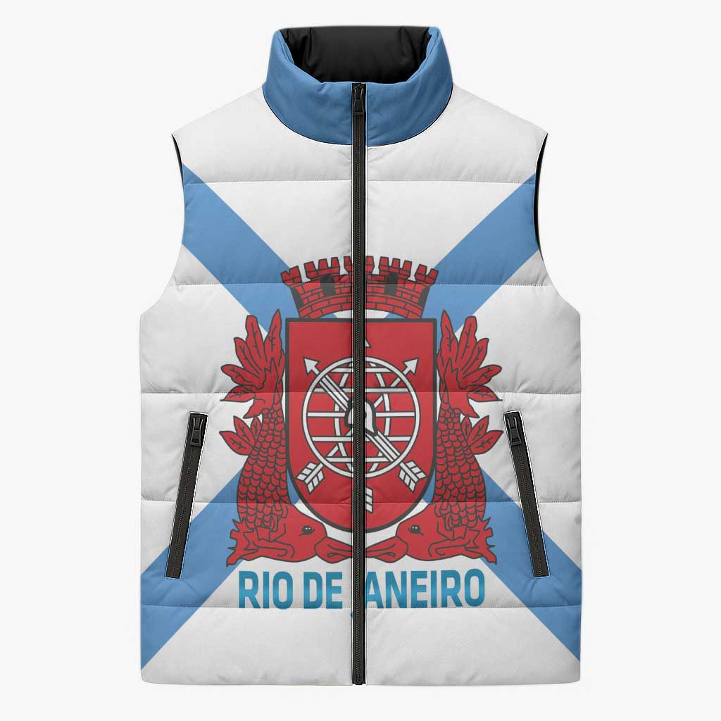 Rio de Janeiro Brazil Sleeveless Puffer Jacket Flag Style - Wonder Print Shop