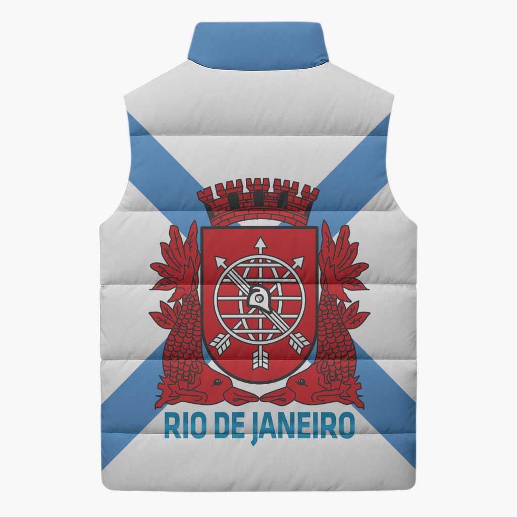Rio de Janeiro Brazil Sleeveless Puffer Jacket Flag Style - Wonder Print Shop