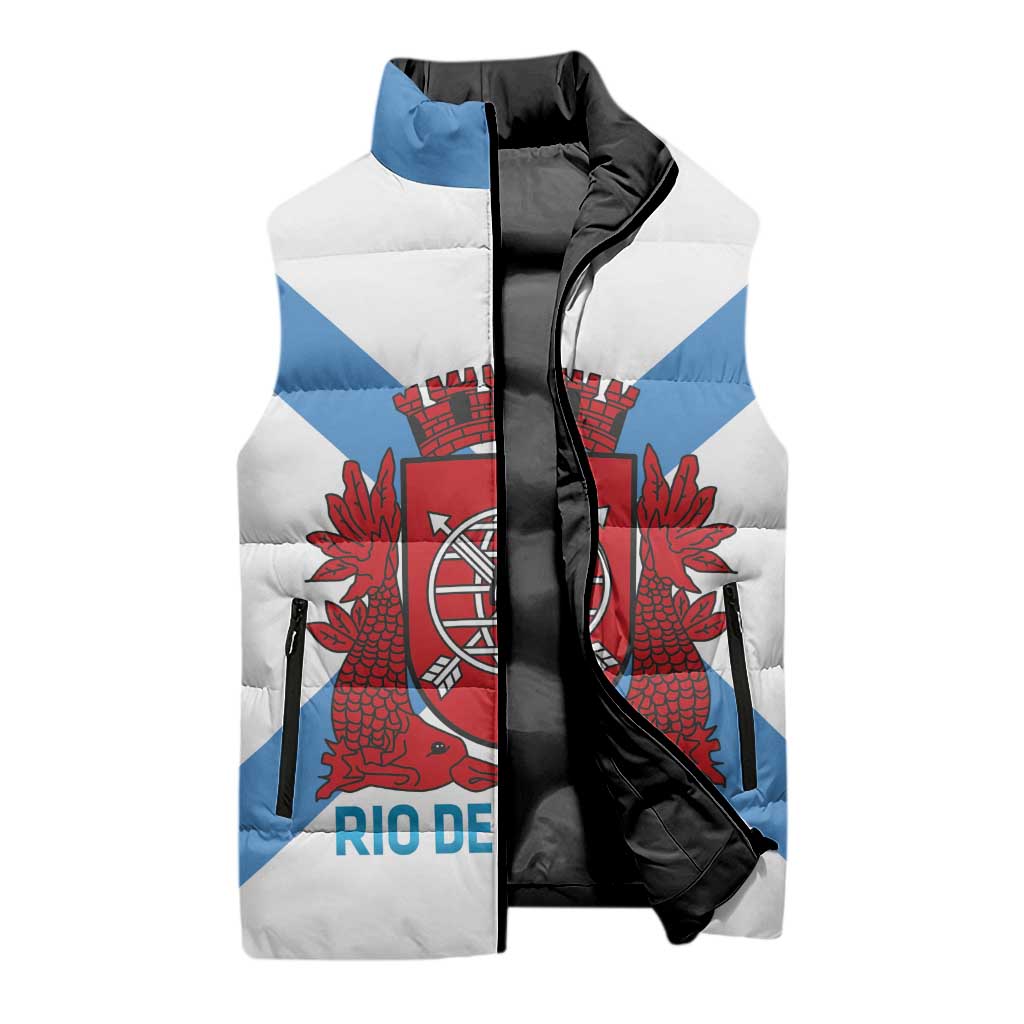 Rio de Janeiro Brazil Sleeveless Puffer Jacket Flag Style - Wonder Print Shop