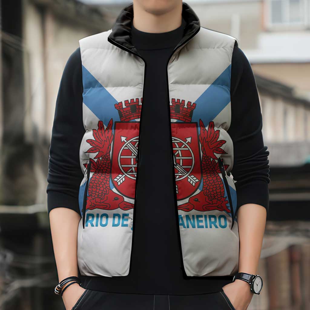 Rio de Janeiro Brazil Sleeveless Puffer Jacket Flag Style - Wonder Print Shop