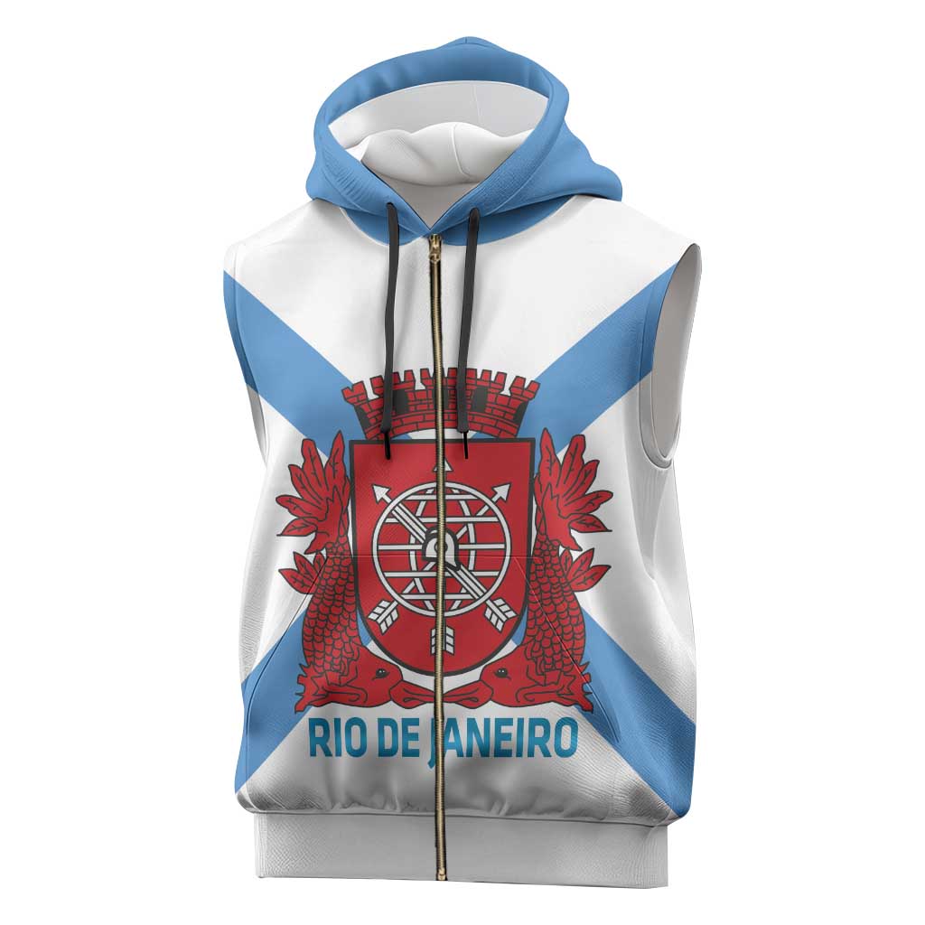 Rio de Janeiro Brazil Sleeveless Zip Hoodie Flag Style - Wonder Print Shop